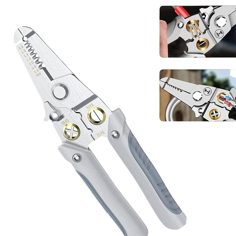 DOZERA DOZERA Wire Stripper And Crimping Tool for ElectricianMultifunction Stainless Steel Wire Puller Plier 6 In 1 Cable Looping Splitting Cutting Pliers Electrical Stripping Tool  - Image 1