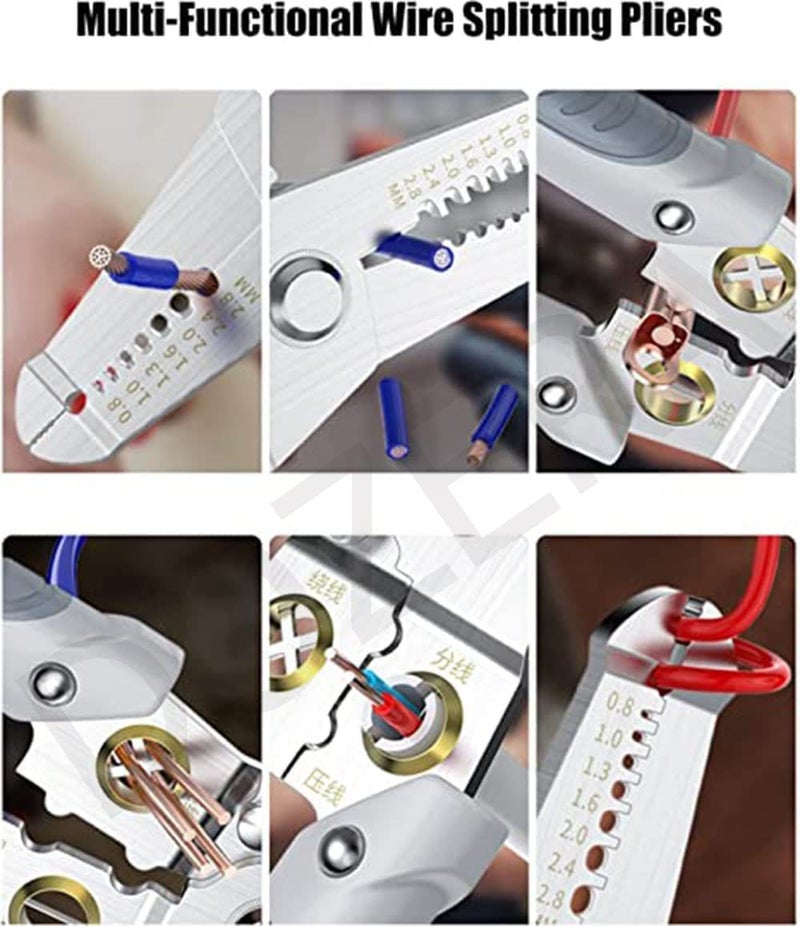 DOZERA DOZERA Wire Stripper And Crimping Tool for ElectricianMultifunction Stainless Steel Wire Puller Plier 6 In 1 Cable Looping Splitting Cutting Pliers Electrical Stripping Tool  - Image 3