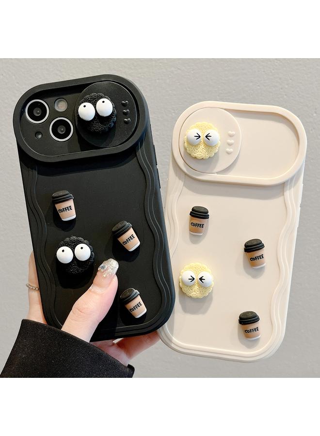 اس-توب جراب لهاتف iPhone 14 Pro Briquettes Sliding Camshield 3D Coffee TPU جراب هاتف - Image 3