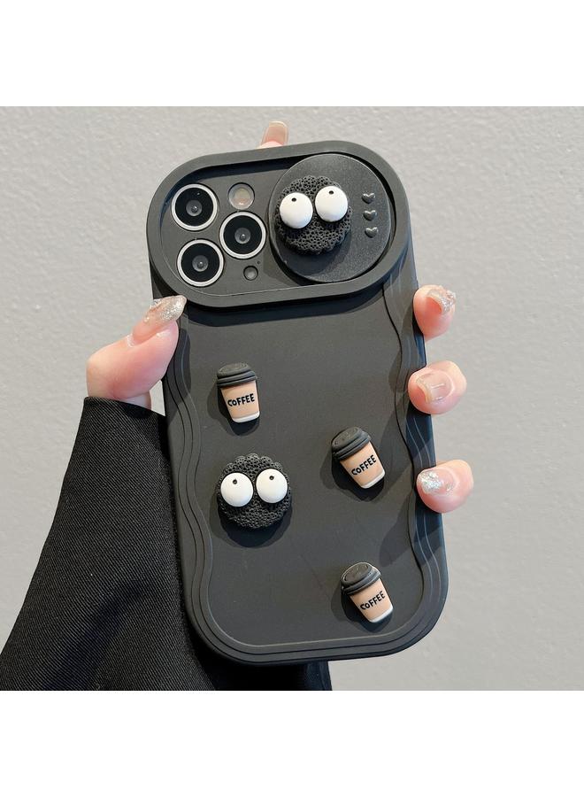 اس-توب جراب لهاتف iPhone 14 Pro Briquettes Sliding Camshield 3D Coffee TPU جراب هاتف - Image 1