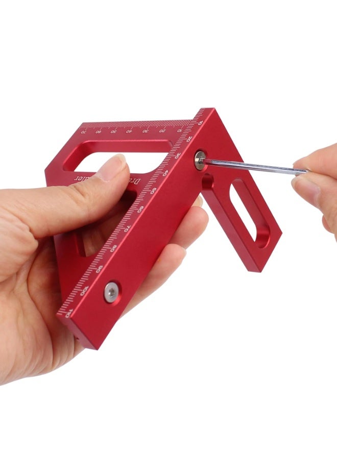 3D Multi-Angle Measuring Ruler, 45/90 Degree Aluminum Alloy Woodworking Square Protractor, Drawing Line, Miter Triangle High Precision Layout Tool for Engineer Carpenter - Image 4