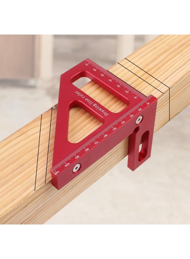3D Multi-Angle Measuring Ruler, 45/90 Degree Aluminum Alloy Woodworking Square Protractor, Drawing Line, Miter Triangle High Precision Layout Tool for Engineer Carpenter - Image 5