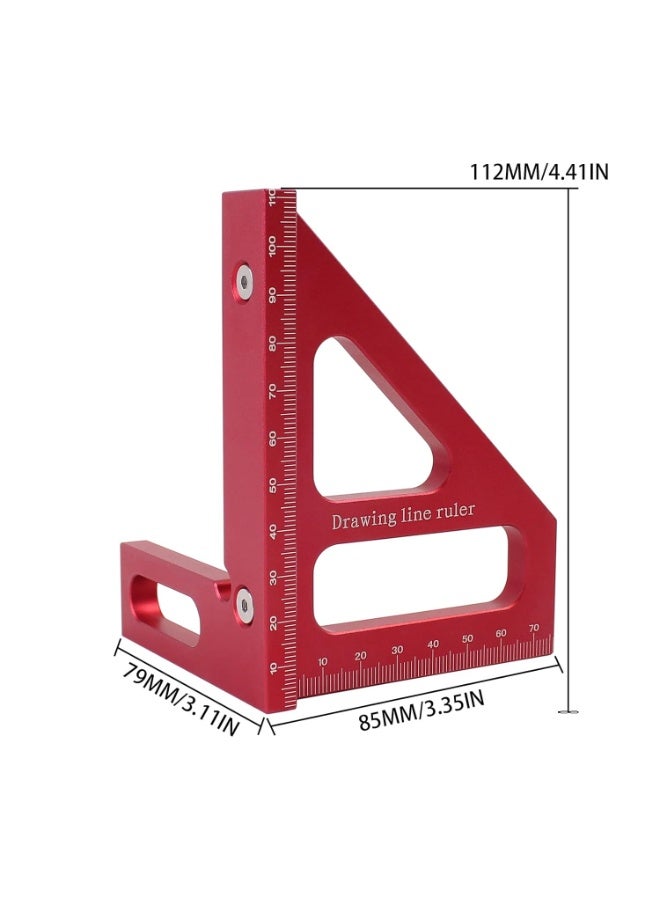 3D Multi-Angle Measuring Ruler, 45/90 Degree Aluminum Alloy Woodworking Square Protractor, Drawing Line, Miter Triangle High Precision Layout Tool for Engineer Carpenter - Image 3