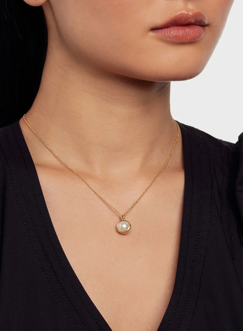 Ted Baker Perreti Logo Pearl Pendant Necklace