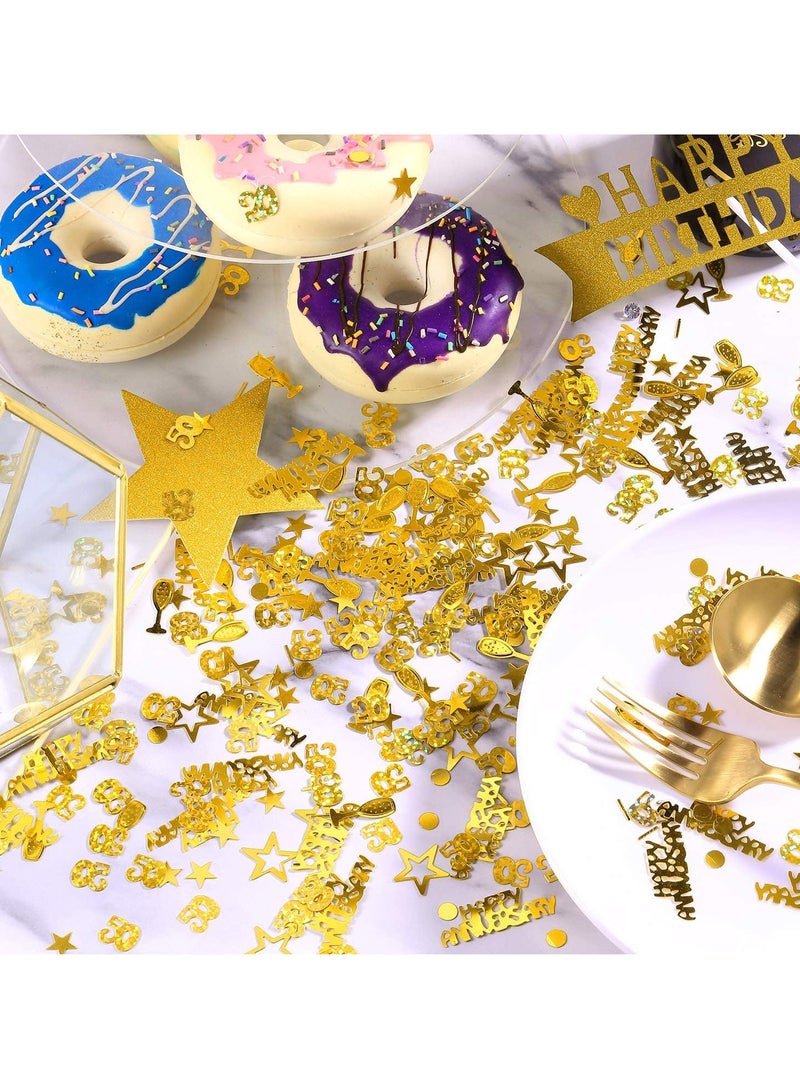 SYOSI Confetti for 50th Happy Anniversary and 50th Party, Confetti Metallic Foil Star Circles Mix Confetti for Table Decorations Party Supplies DIY Art Gold, 150g - Image 3