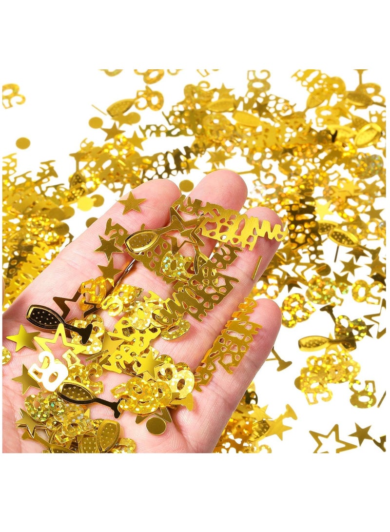 SYOSI Confetti for 50th Happy Anniversary and 50th Party, Confetti Metallic Foil Star Circles Mix Confetti for Table Decorations Party Supplies DIY Art Gold, 150g - Image 2