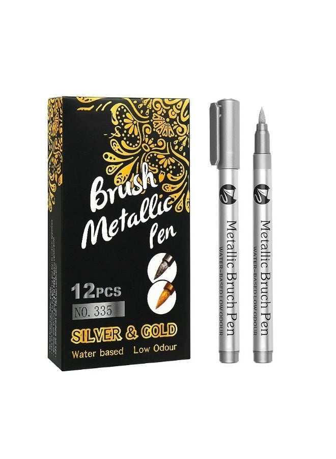 12 Pieces of Metallic Gold and Silver Paint Marker Pens Permanent Waterproof Non Toxic Ink for DIY Crafts Resin Art Scrapbooking Black Card Drawing Easter and Christmas Decorations Works on Wood Glass Metal Plastic or Ceramic - Image 3