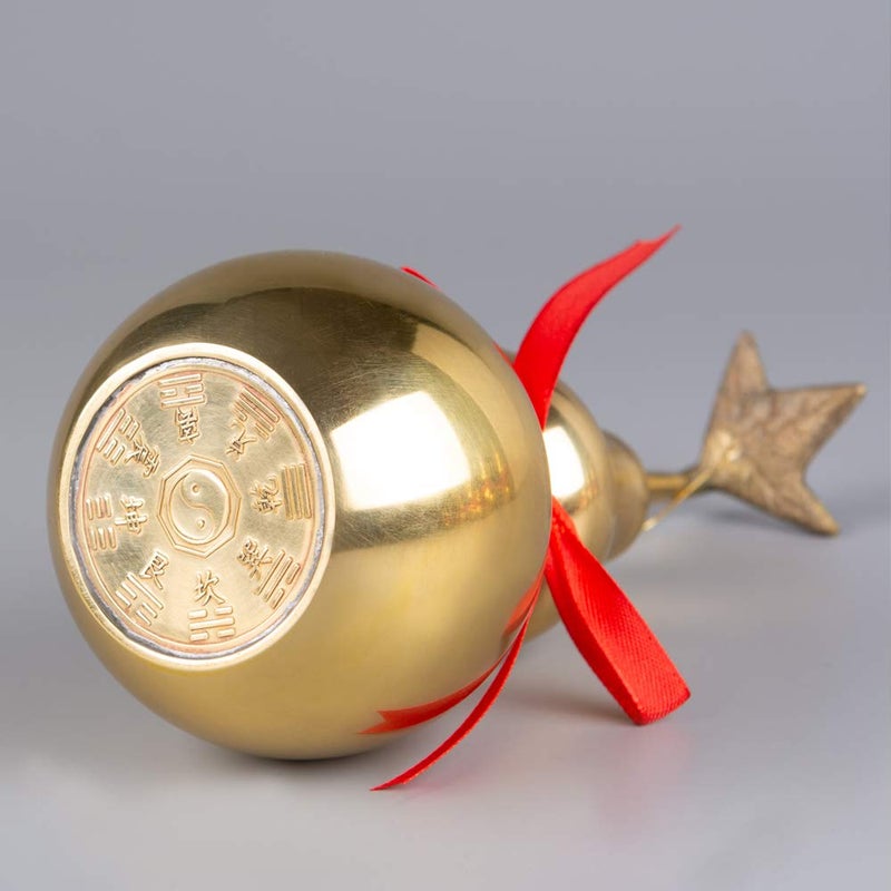 BRASSTAR Golden Alloy Bagua Gourd Statue Feng Shui Taoist Deities H2.6  Hulu/Calabash/Wu Lou Figurine Home Garden Decor Health Prosperity PTZD035FBA - Image 4