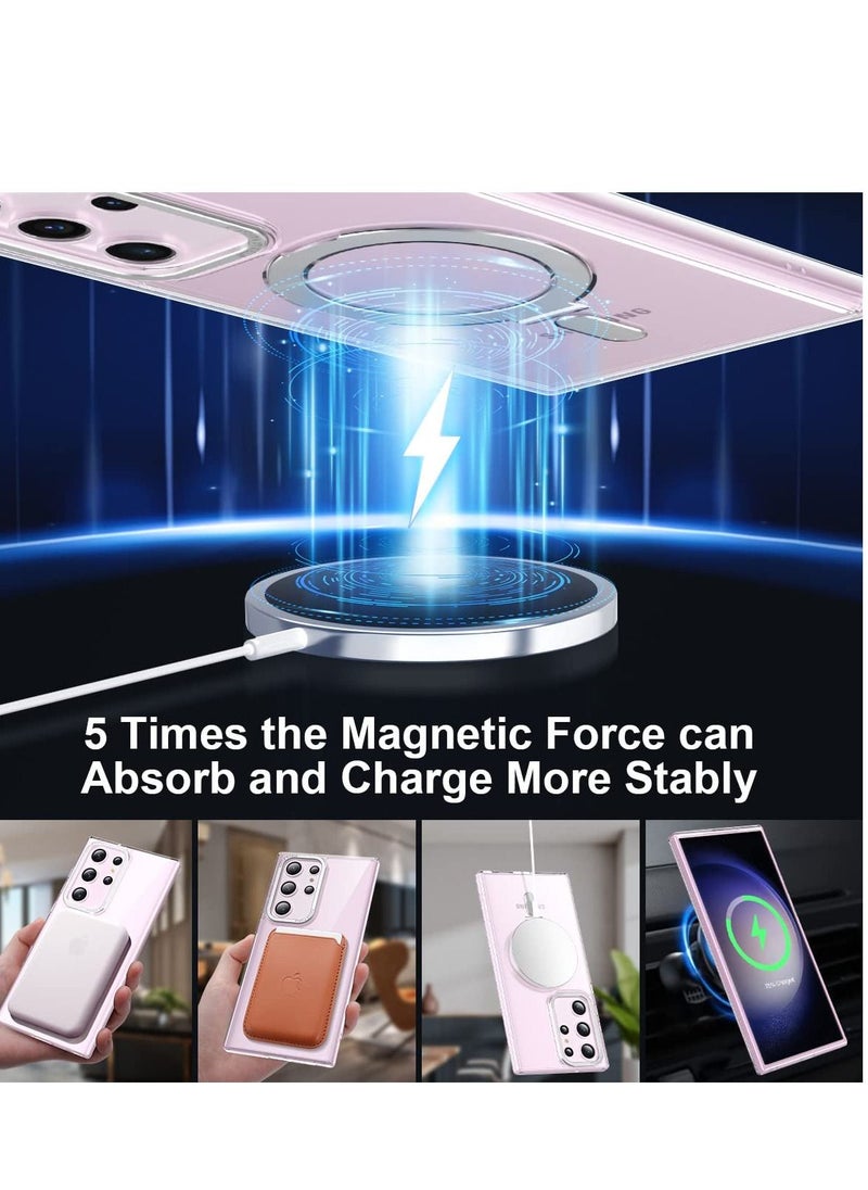 Excefore - Embedded Kickstand Cover, Compatible with MagSafe Samsung Galaxy S23 Ultra Case Clear,  with Magnetic Wirless Charging Shockproof Matte Slim Phone Case for Galaxy S23 Ultra - Image 1