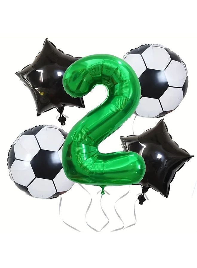 Football Party Balloons Set 2pcs Football 2pcs Star Shape Numbers 32 Inch Green 6 - Image 2