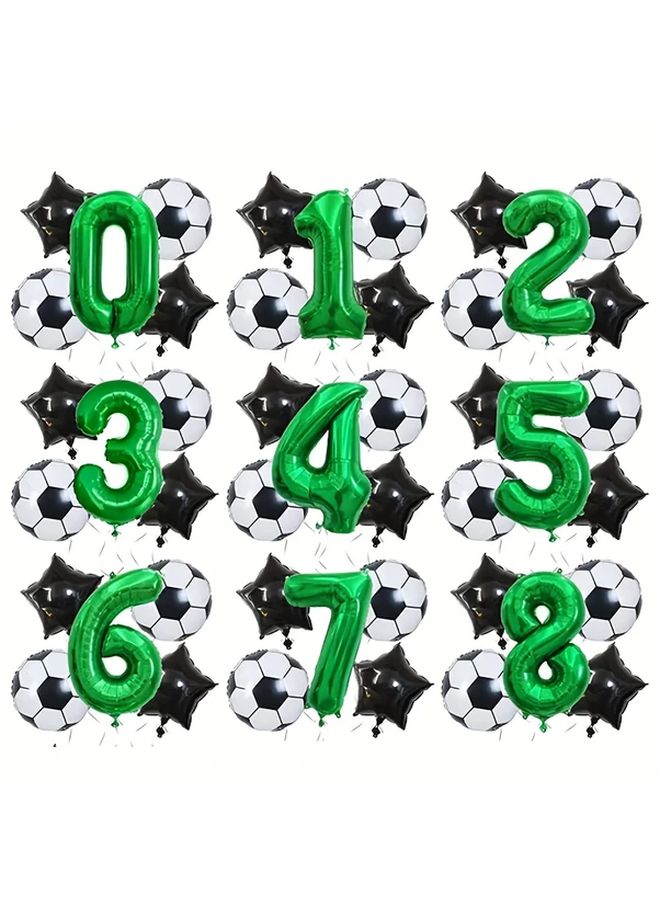 Football Party Balloons Set 2pcs Football 2pcs Star Shape Numbers 32 Inch Green 6 - Image 1