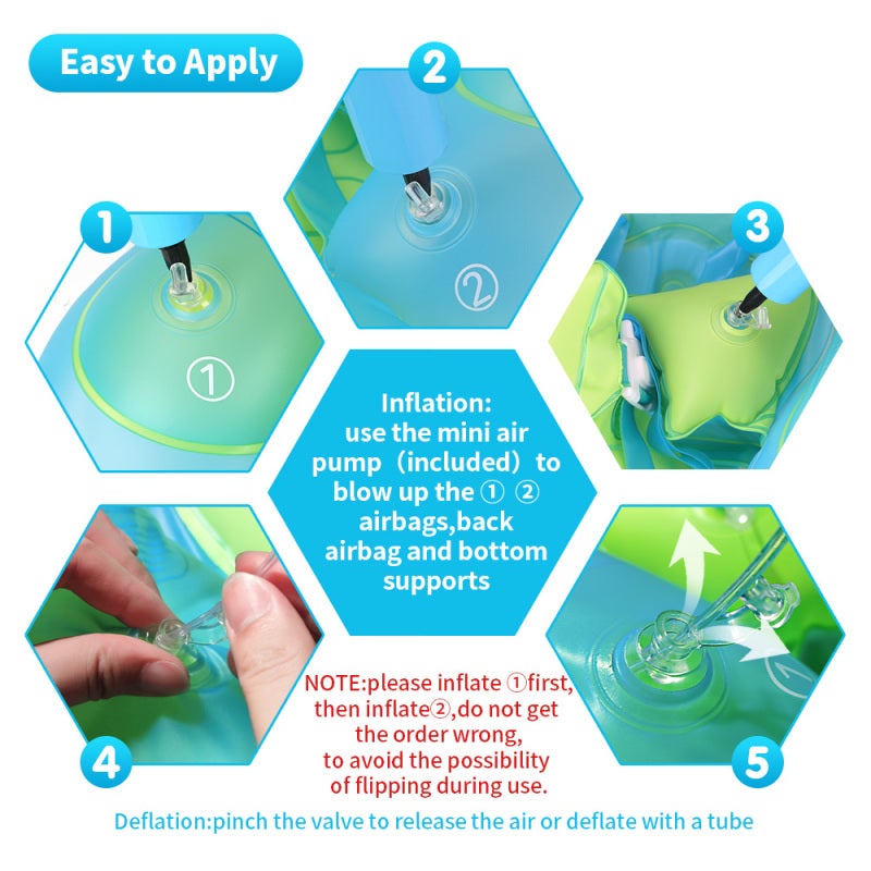 SwimBoBo Inflatable Baby Swimming Float Baby Swim Float Ring Cute Baby Pool Float Pool Toys for 3-24 Months Baby Boys Girls Swim Trainer Float with Mini Air Pump + Sun Canopy - Image 3