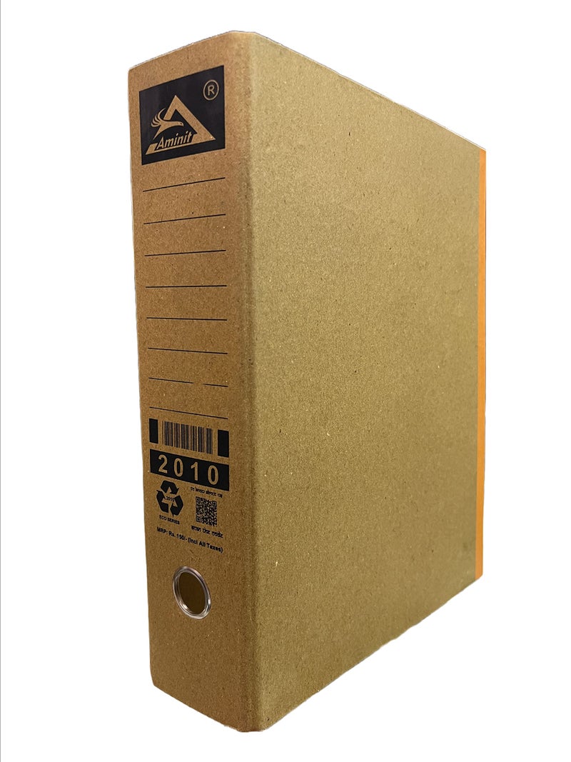 AMINIT Office Lever Arch Clip Binder Box File Folder Index Cover Best for A4 Size Documents (Black) - Style Pack of 4 (Brown) - Image 3