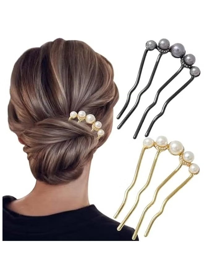 Elegant Pearl U-Shaped Hair Pins for Bridal Side Comb, Vintage Metal Hair Fork Clip Women French Styling Wedding Party Accessories. - Image 1