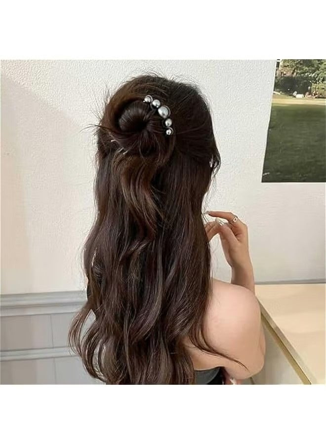 Elegant Pearl U-Shaped Hair Pins for Bridal Side Comb, Vintage Metal Hair Fork Clip Women French Styling Wedding Party Accessories. - Image 3