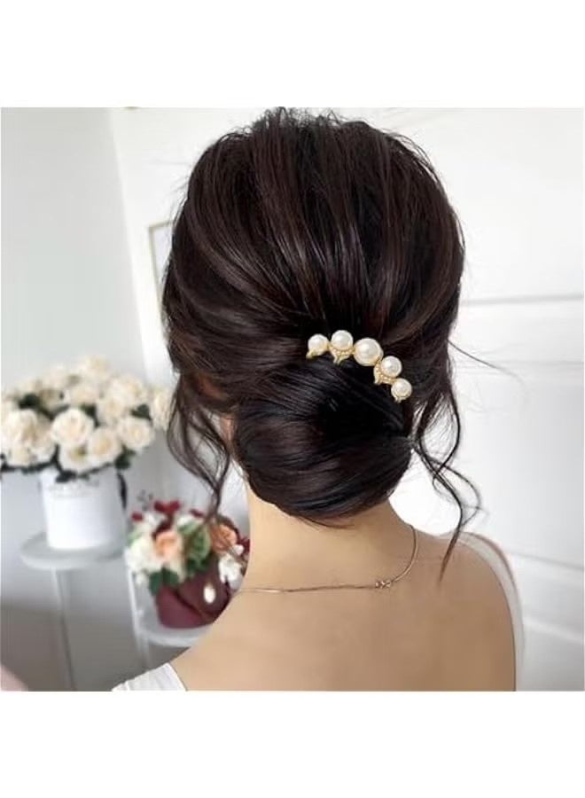 Elegant Pearl U-Shaped Hair Pins for Bridal Side Comb, Vintage Metal Hair Fork Clip Women French Styling Wedding Party Accessories. - Image 4