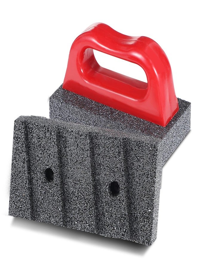 Tobeelec 3 Pcs Rub Brick with Handle, Fluted 20-Grit Carbofrax Surface Concrete Tools Masonry Tools Smoothing Cleaning Removing Marks Tool (Red) - Image 5