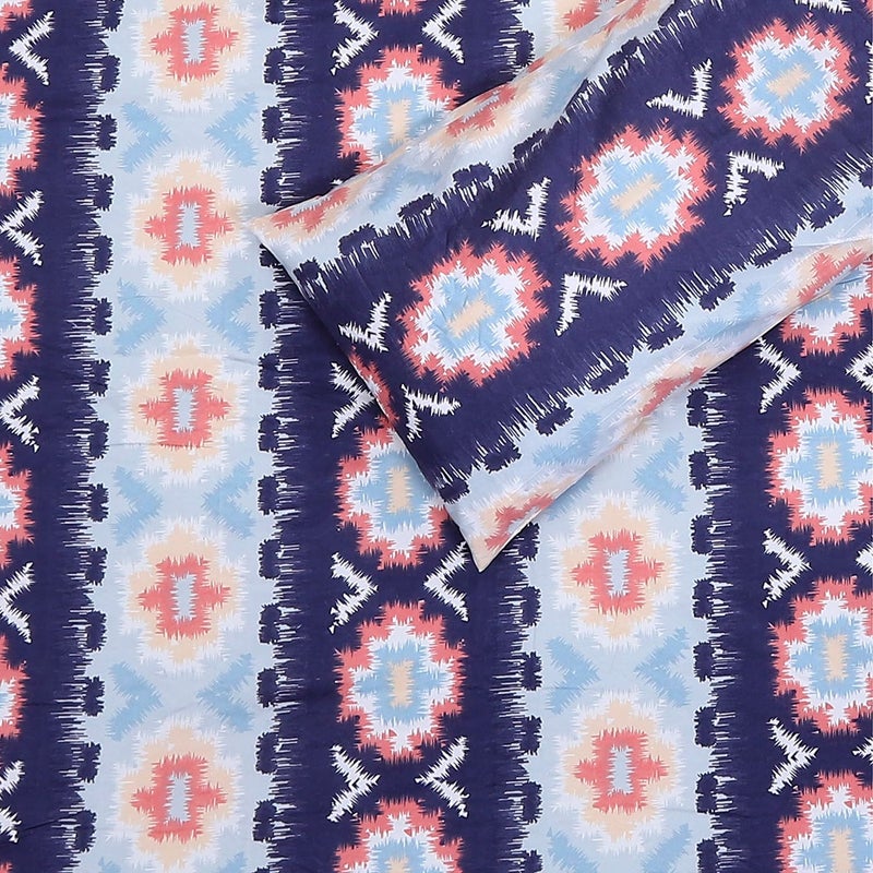 Status Contract Spring Summer Collection-2024 Cotton Rich Double Bedsheet with 2 Pillow Covers for Bed Room, Home, Hotel-120 GSM | (Blue), 120 Tc - Image 4