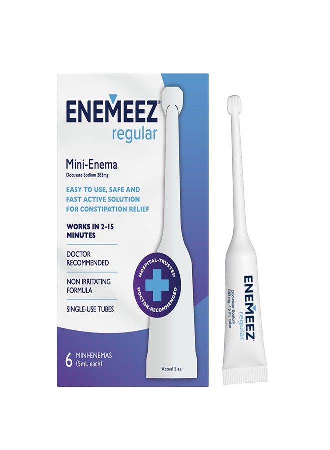 Enemeez حقنة شرجية صغيرة من إينيميز لعلاج الإمساك للبالغين، 0.84 أونصة سائلة، تحتوي على دوكوسات الصوديوم، لتخفيف الإمساك بفعالية، تركيبة دوكوسات، عبوة واحدة تحتوي على 6 حقن شرجية صغيرة - Image 1