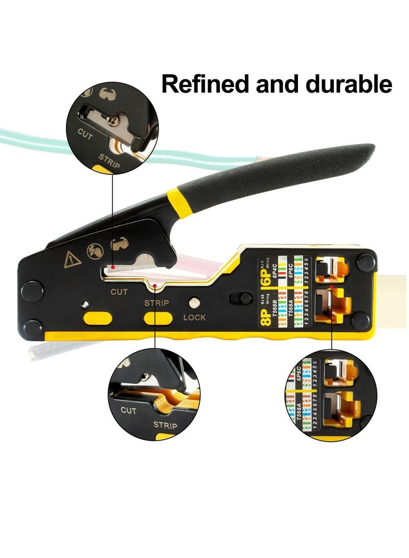 كابتن تيك VDV226-110 Ratcheting Modular Data Cable Crimper/Wire Stripper/Wire Cutter for RJ11/RJ12 Standard, RJ45 Pass-Thru Connectors - Image 2