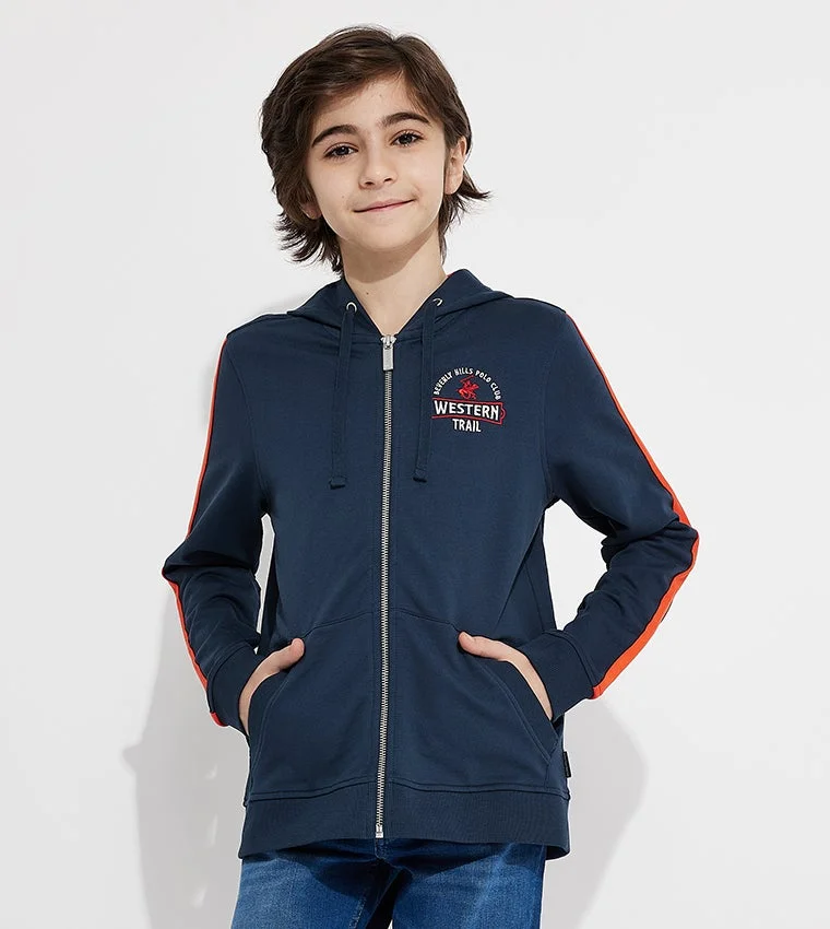 Embroidered Long Sleeves Hooded Jacket