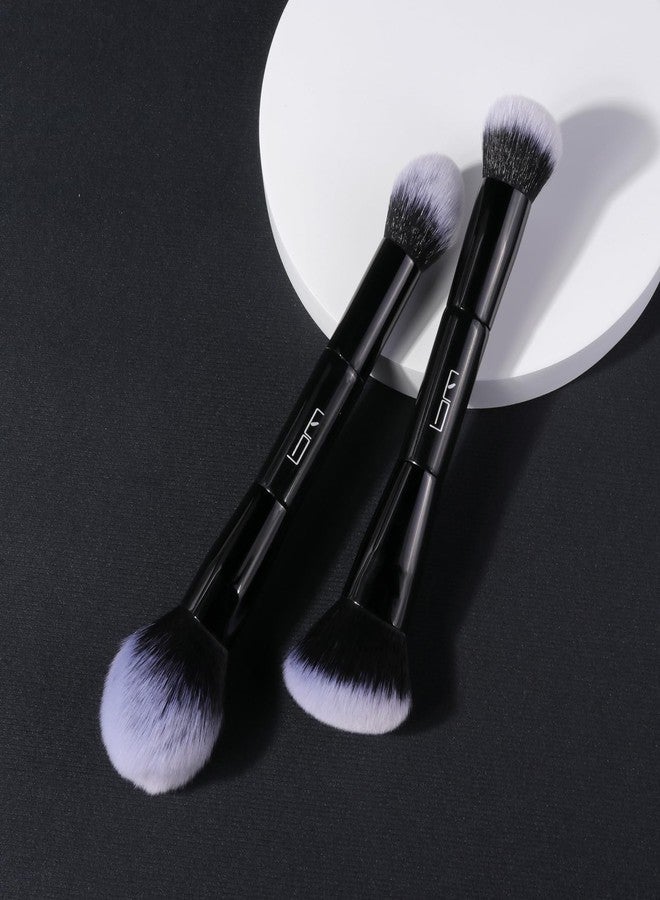 Brush Master 2Pcs Duo End Makeup Brushes, Foundation, Powder, Contour, Concealer, eye makeup Brush, Double-ended Multi-functional Synthetic Cosmetic Tools Makeup Brushes(Black) - Image 5