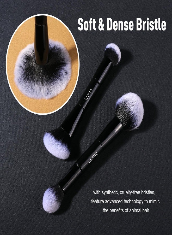 Brush Master 2Pcs Duo End Makeup Brushes, Foundation, Powder, Contour, Concealer, eye makeup Brush, Double-ended Multi-functional Synthetic Cosmetic Tools Makeup Brushes(Black) - Image 4