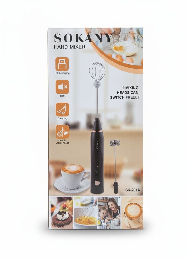 sokany USB Hand Mixer with Egg Beater SK-201A black - Image 3