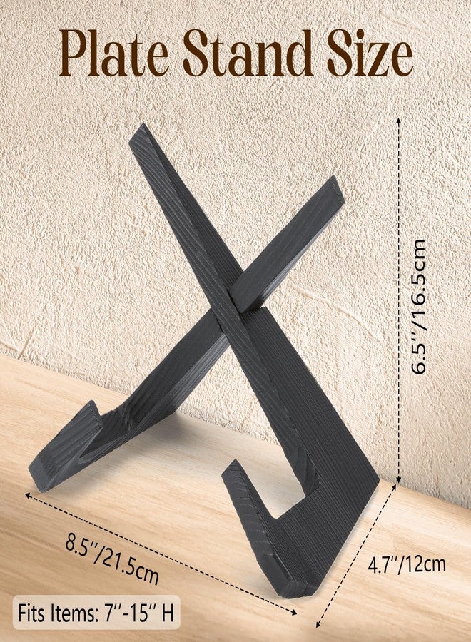 XKDOUS 2 Pack Black Plate Stands for Display 6.5 Inch Wooden Cookbook Holder Stand Decorative Picture Frame Plate Display Stand Recipe Book Holders for Kitchen Counter - Image 3