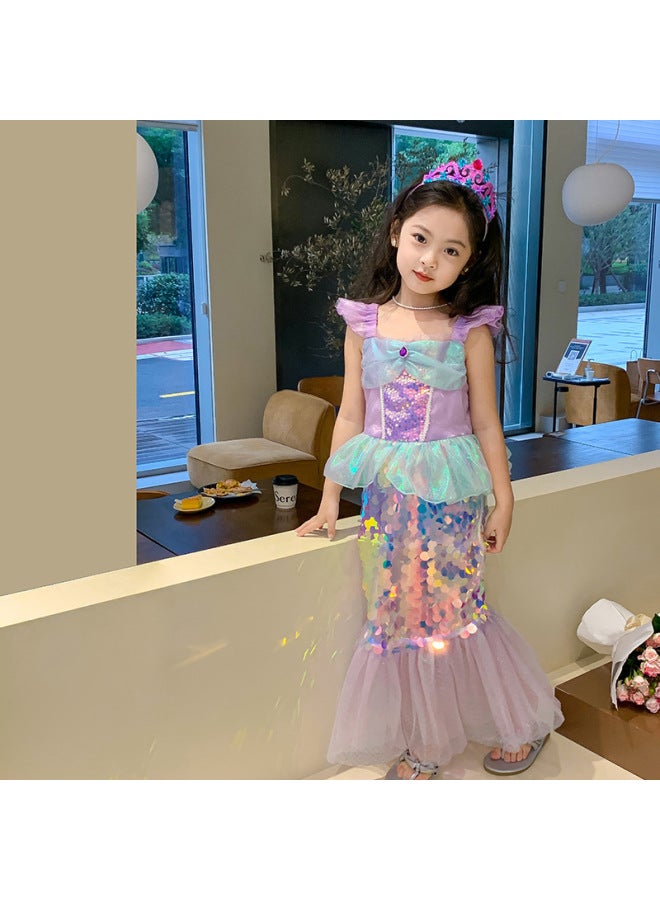 Christmas Skirt Baby Performance Costume Children's Sequin Fishtail Dress Mermaid Princess Dress Girls