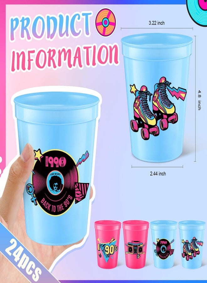 Funnymoom 24 Pcs 90s Theme Cups 16 oz Reusable Thick Retro Disco Party - Image 3