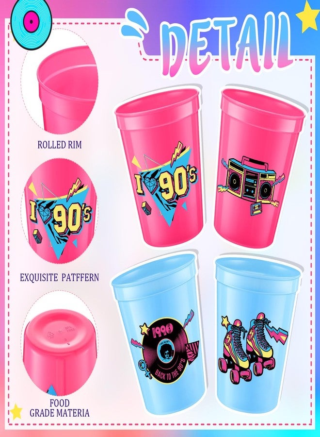 Funnymoom 24 Pcs 90s Theme Cups 16 oz Reusable Thick Retro Disco Party - Image 2