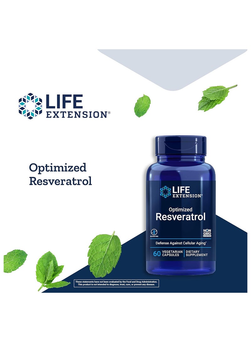 Life Extension Optimized Resveratrol Elite Highly Bioavailable Trans Resveratrol Supplement Nongmo 60 Vegetarian Capsules - Image 4
