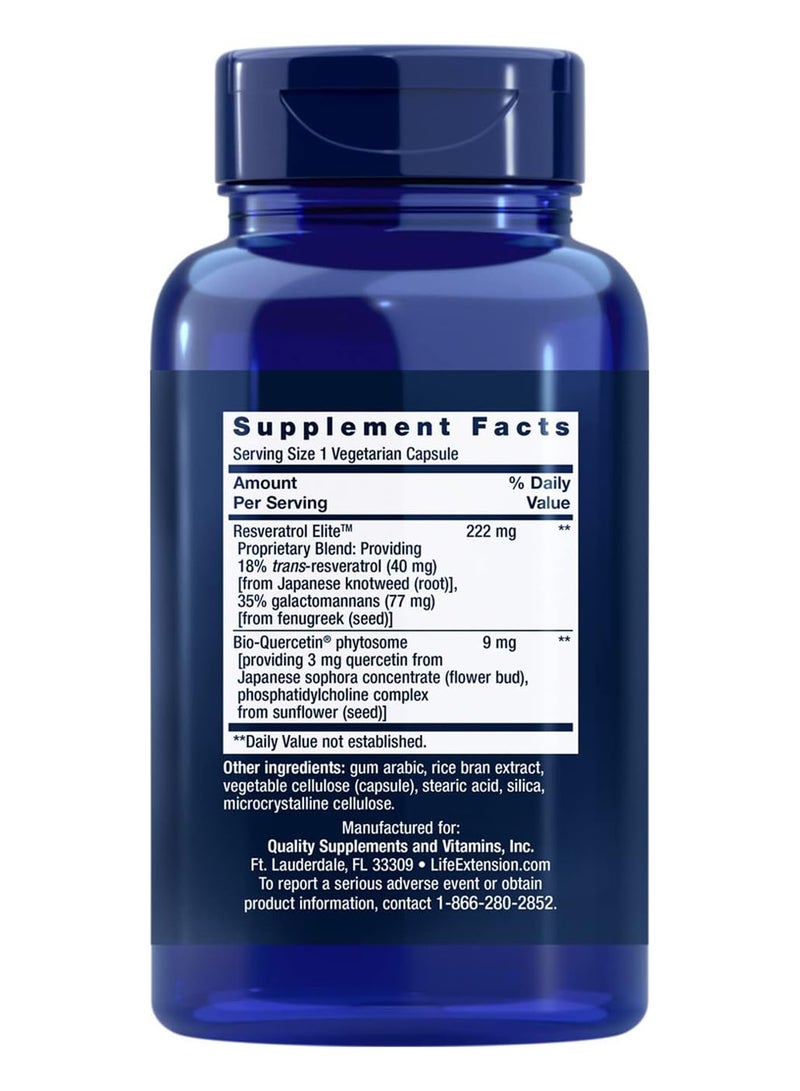 Life Extension Optimized Resveratrol Elite Highly Bioavailable Trans Resveratrol Supplement Nongmo 60 Vegetarian Capsules - Image 2