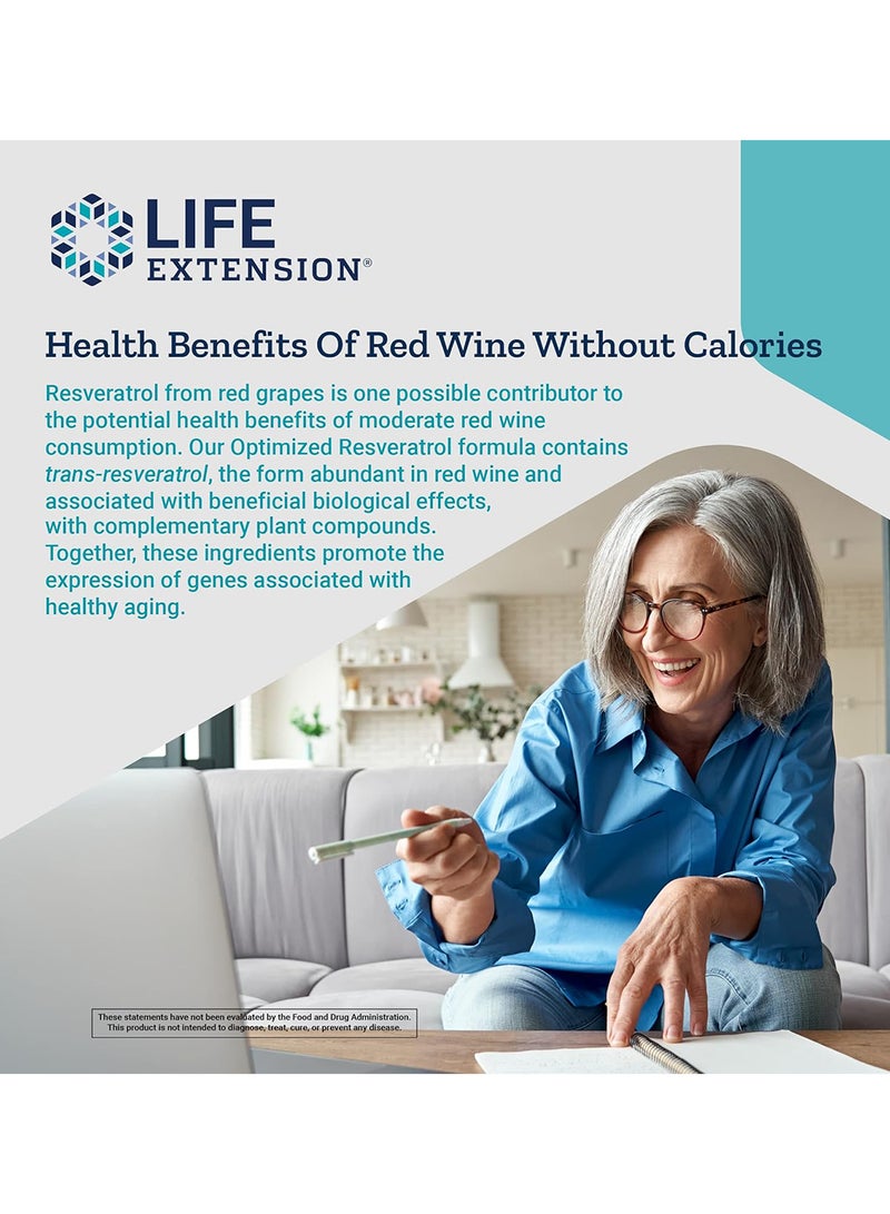 Life Extension Optimized Resveratrol Elite Highly Bioavailable Trans Resveratrol Supplement Nongmo 60 Vegetarian Capsules - Image 5