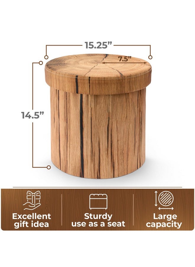 Sorbus Sorbus Tree Stump Stool, Toy Storage Ottoman 15 Inch Fake tree stumps Log Stool Storage, Artificial Tree Trunk, Perfect Footstool Kids Toy Chest, Rustic Log Cabin Decor Bench, Pedestal, Side End Table - Image 3