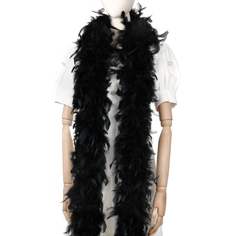 Larryhot 45g Black Feather Boa - 2 Yards Turkey Boa Feathers for Party Bulk,Halloween,Wedding,Centerpieces,Concert,Costume and Home Decoration(45g-Black) - Image 1