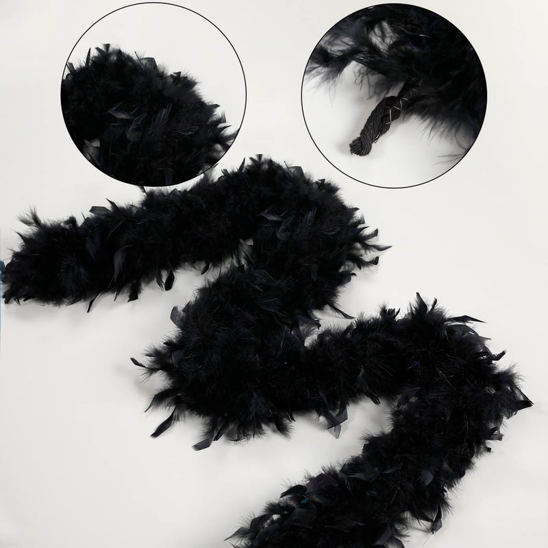 Larryhot 45g Black Feather Boa - 2 Yards Turkey Boa Feathers for Party Bulk,Halloween,Wedding,Centerpieces,Concert,Costume and Home Decoration(45g-Black) - Image 3
