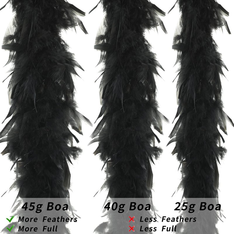 Larryhot 45g Black Feather Boa - 2 Yards Turkey Boa Feathers for Party Bulk,Halloween,Wedding,Centerpieces,Concert,Costume and Home Decoration(45g-Black) - Image 4