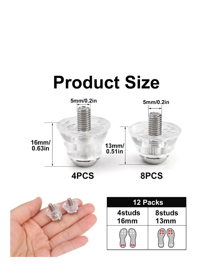 12 Pcs Football Boots Studs Replacement, 2 Sizes Transparent Replacement Soft Ground Studs Thumb Studs, Rubber Studs Football Studs Plastic Nylon Rugby Studs, Replacement for Men Boy Kids Adults Shoes - Image 3
