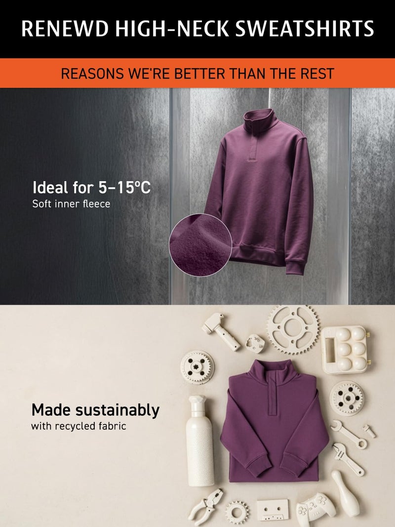 DAMENSCH Premium Microfiber Blend High Neck Sweatshirt for Man, Fleece Lined Pullover Sweater for Men, No-Fade Colours Half Zipper Sweatshirt for Men, Ideal for 10-15 Degrees C-Stone Brown-XL - Image 2