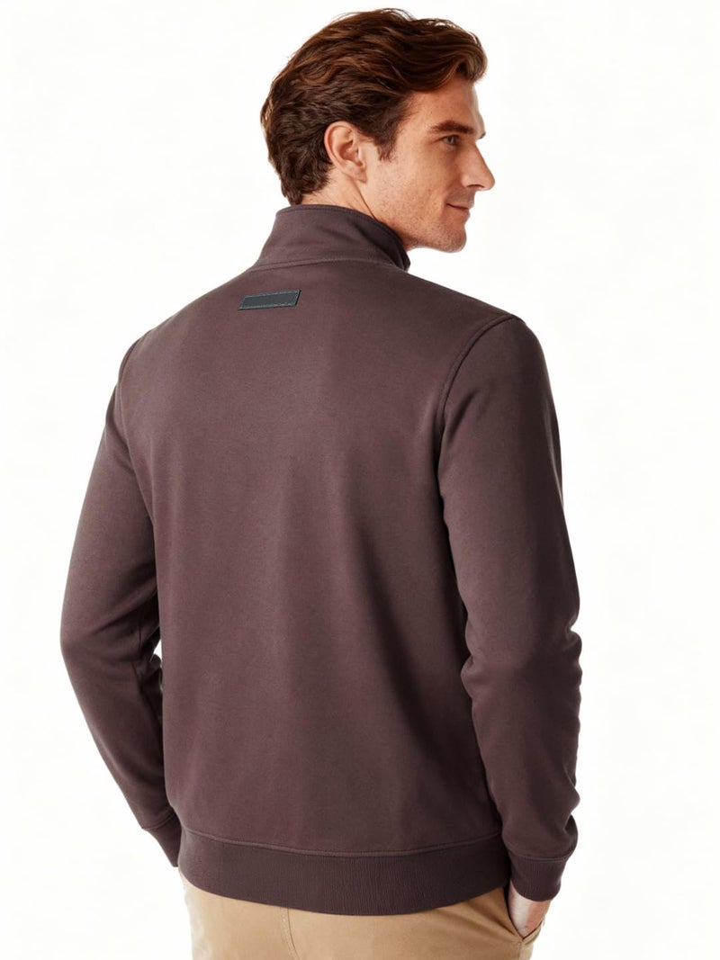 DAMENSCH Premium Microfiber Blend High Neck Sweatshirt for Man, Fleece Lined Pullover Sweater for Men, No-Fade Colours Half Zipper Sweatshirt for Men, Ideal for 10-15 Degrees C-Stone Brown-XL - Image 4
