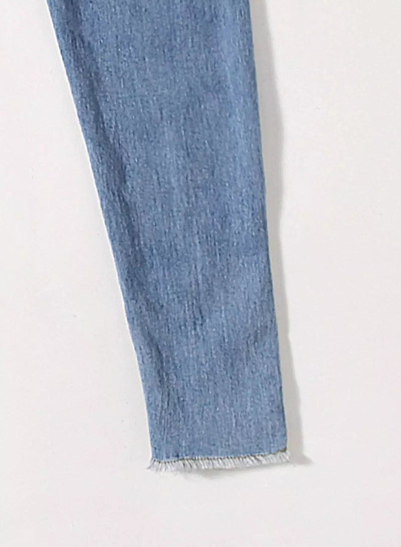 Girls Raw Hem Tapered Jeans  - Image 3