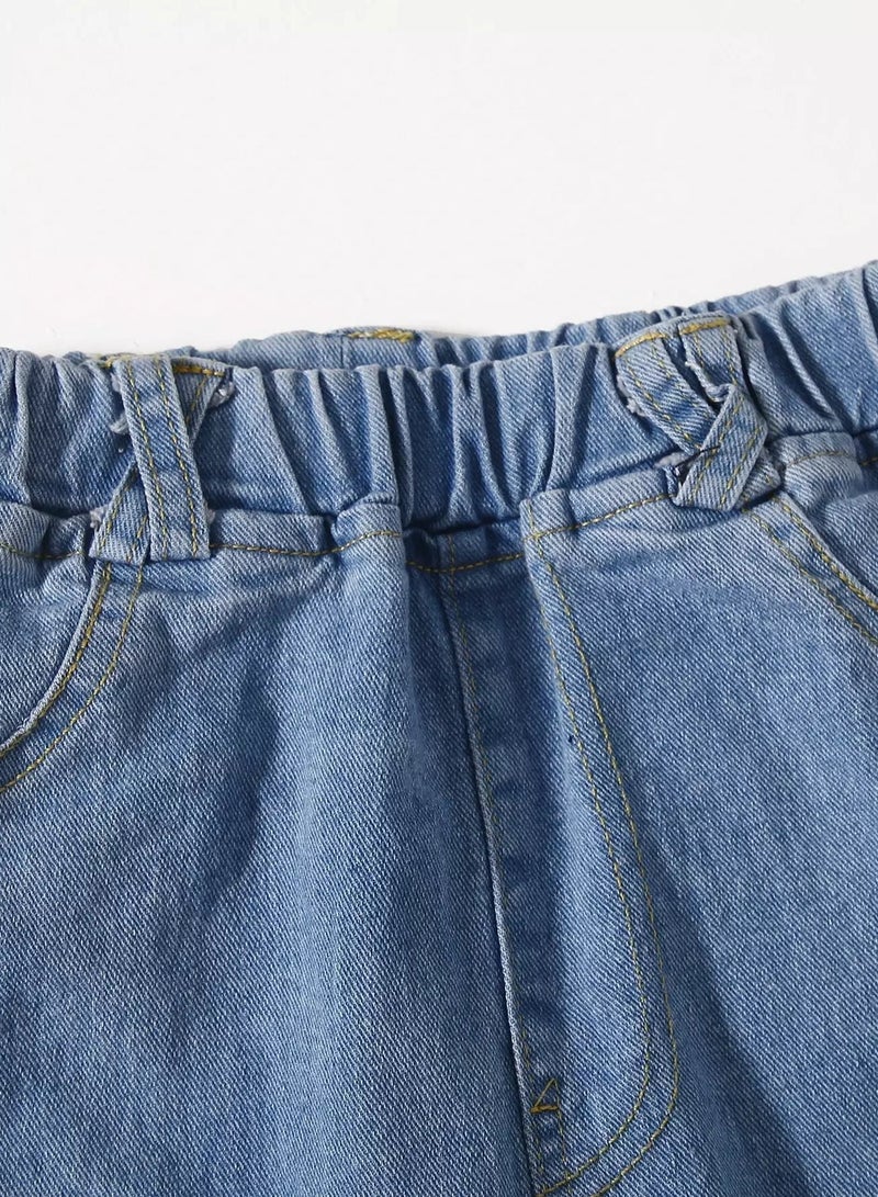 Girls Raw Hem Tapered Jeans  - Image 4