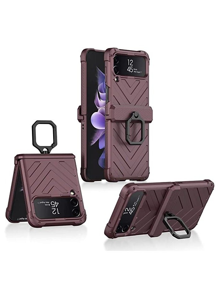 جولدن ماسك لسامسونج Z فليب 4 حلقات حامل مغناطيسي حماية العدسة المنزلقة - (نبيتى)