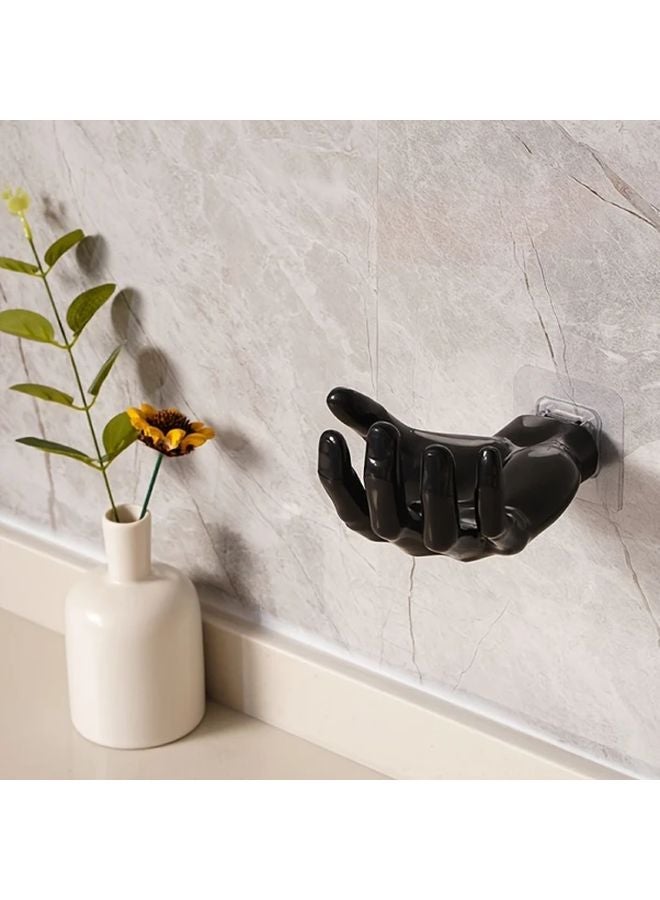 White Plastic Palm Wall Hook No Drill Easy Install Anti Rust Key Headphone Holder - Image 4