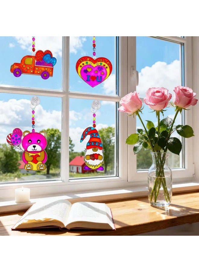 AUEKIV Heart Suncatchers Ornaments DIY Window Paint Art Craft Kit, 24pcs Valentine's Day Heart Sun Catchers Art Crafts Decorations for Mother's Day Gift Art Project Party Favors Supplies Gift Exchange - Image 4