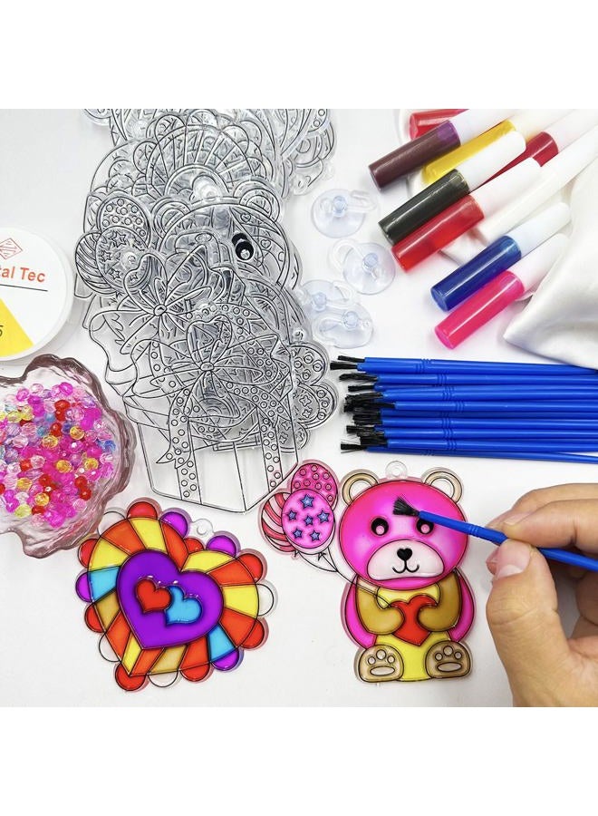 AUEKIV Heart Suncatchers Ornaments DIY Window Paint Art Craft Kit, 24pcs Valentine's Day Heart Sun Catchers Art Crafts Decorations for Mother's Day Gift Art Project Party Favors Supplies Gift Exchange - Image 3