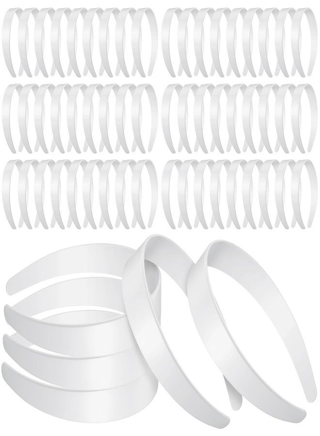 Hotop 100 Pcs Plastic Headbands Bulk 1 Inch Wide Craft No Teeth Plain Headbands DIY Hair Band Accessories for Girls Women (White,1 Inch Wide) - Image 1