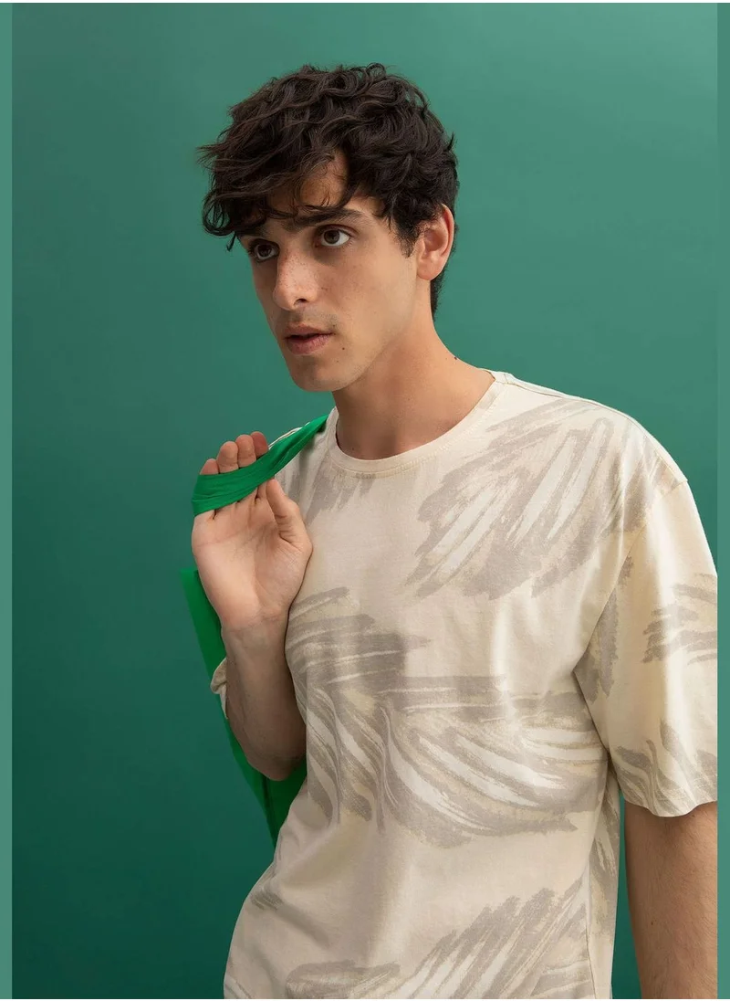 DeFacto Relax Fit Short Sleeve Palm Print T-Shirt